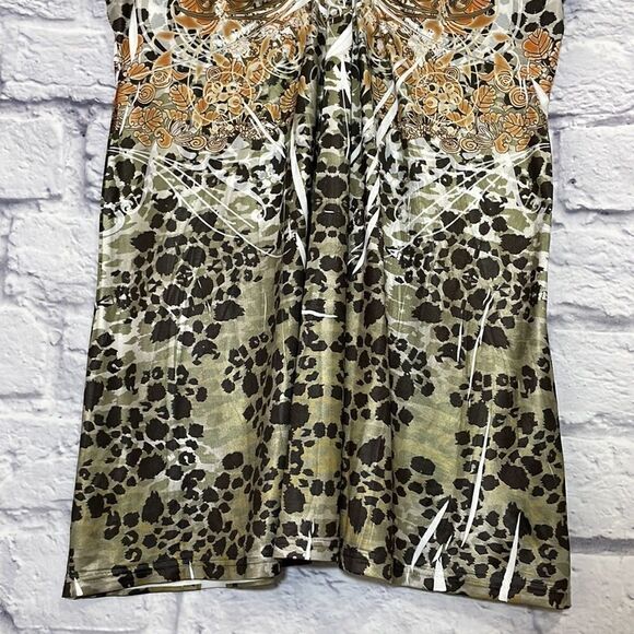 One World Double V Petal Sleeve Abstract Top Size Medium - Picture 5 of 9